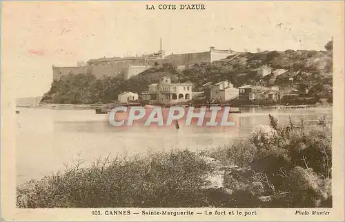 Cartes postales Cannes La Cote d'Azur Sainte Marguerite Le Fort et le Port