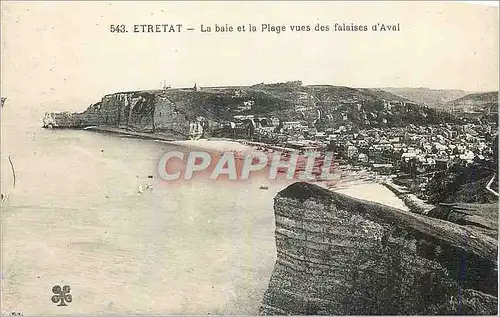 Cartes postales Etretat La Baie et la Plage vues des Falaises d'Aval
