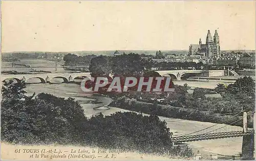 Cartes postales Tours (I et L) La Loire Le Pont et la Vue Generale (Nord Ouest)