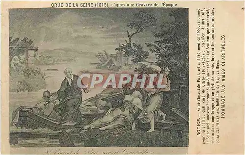 Ansichtskarte AK Crue de la Seine (1615) d'Apres une Gravure de l'Epoque