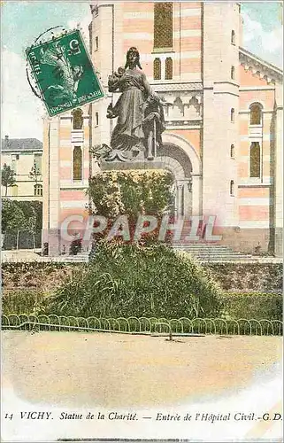 Cartes postales Vichy Statue de la Charite Entree de l'Hopital Civil