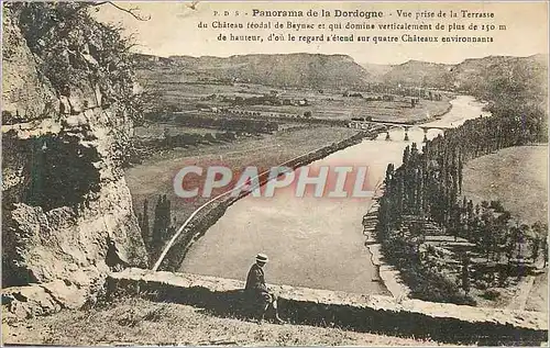 Cartes postales Panorama de la Dordogne Vue prise de la Terrasse du Chateau feodal