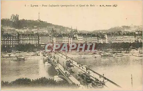 Cartes postales Lyon Pont Lafayette (Perspective) et Quai de Retz Tramway