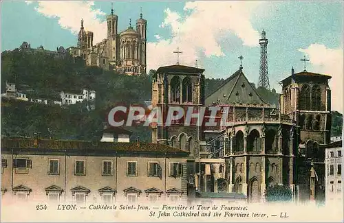 Cartes postales Lyon Cathedrale Saint Jean Fourviere et Tour de Fouvriere