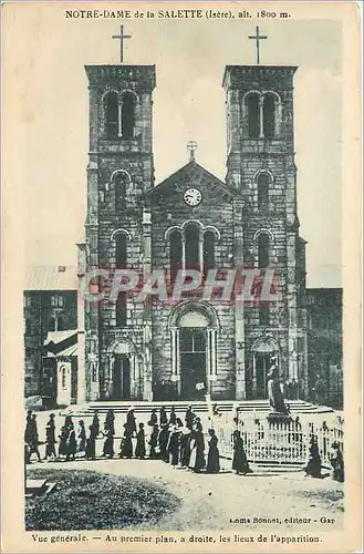 Cartes postales Notre Dame de la Salette (Isere) Vue generale Au premier plan a droite les lieux de l'apparition