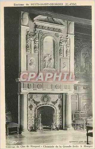 Cartes postales Environs de Nuits Saint Georges (C d'Or) Chateau du Clos de Vougeot Chemninee de la Grande Salle