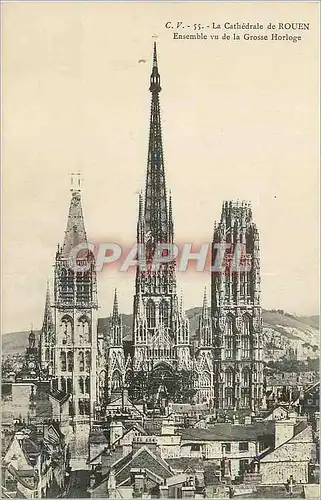 Ansichtskarte AK La Cathedrale le Rouen Ensemble vu de la Grosse Horloge