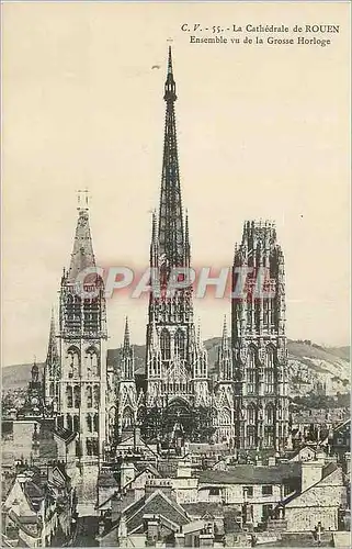 Cartes postales La Cathedrale le Rouen Ensemble vu de la Grosse Horloge