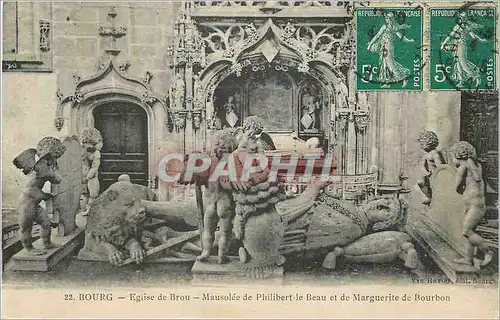 Cartes postales Bourg Eglise de Brou Mausolee de Philibert le Beau et de Marguerie de Bourbon Lion