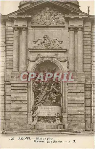 Ansichtskarte AK Rennes Hotel de Ville Monument Jean Boucher