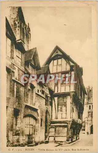 Cartes postales Rouen Vieille Maison du XVe siecle Rue St Romain