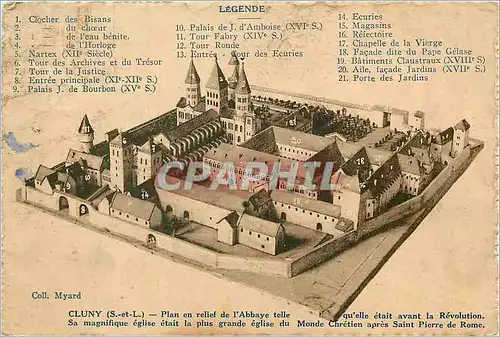 Ansichtskarte AK Cluny (S et L) Plan en relief de l'Abbaye telle qu'elle etait avant la Revolution Sa magnifique