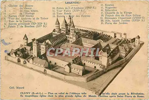 Cartes postales Cluny (S et L) Plan en relief de l'Abbaye telle qu'elle etait avant la Revolution Sa magnifique