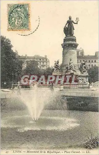 Cartes postales Lyon Monument de la Republique Place Carnot