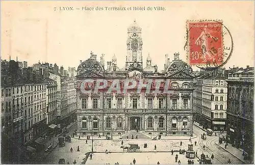 Cartes postales Lyon Place des Terreaux et Hotel de Ville