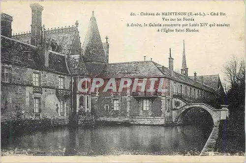 Cartes postales Chateau de Maintenon (E et L) Cote Est Vue sur les Fosses A droite la Galerie construite par Lou