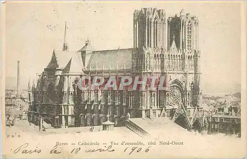 Cartes postales Reims Cathedrale Vue d'ensemble Cote Nord Ouest