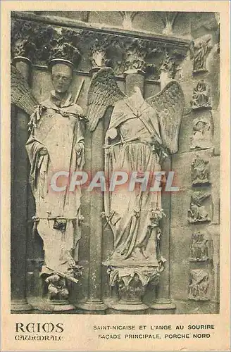 Ansichtskarte AK Reims Cathedrale Saint Nicaise et l'Ange au sourire Facade principale Porche Nord