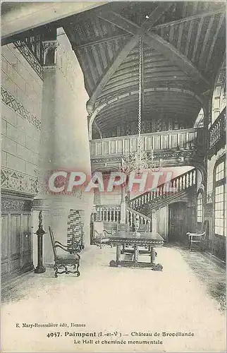 Ansichtskarte AK Paimpont (I et V) Chateau de Broceiliante Le Hall et cheminee monumentale