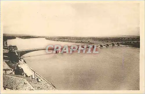 Cartes postales Pont Saint Esprit (Gard) Vue panoramique du Pont et confluent de l'Ardeche et du Rhone