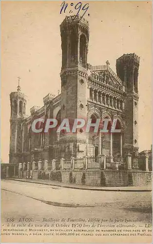 Cartes postales Lyon Basilique de Fourviere edifiee par la piete lyonnaise a la suite du voeu du 8 Octobre 1870