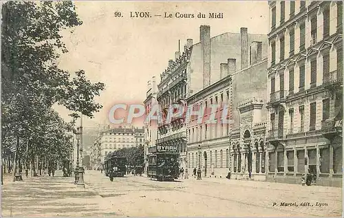 Cartes postales Lyon Le Cours du Midi Tramway Byrrh