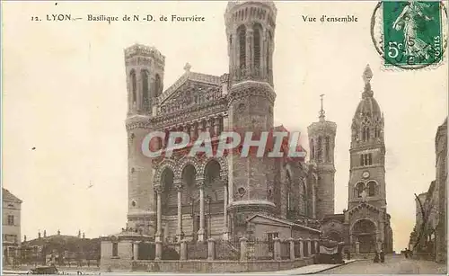 Cartes postales Lyon Basilique de N D de Fourviere Vue d'ensemble