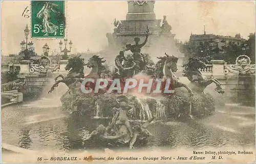 Cartes postales Bordeaux Monument des Girondins Groupe Nord Jeux d'Eaux