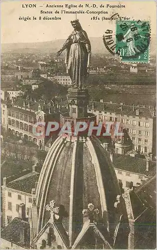 Cartes postales Lyon Ancienne Eglise de N D de Fourviere Statue de l'Immaculee Conception erigee le 8 decembre