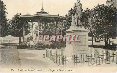 Ansichtskarte AK Pau Statue de Henri IV et Kiosque de Musique