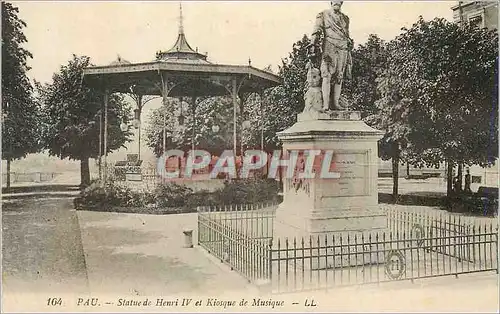 Cartes postales Pau Statue de Henri IV et Kiosque de Musique