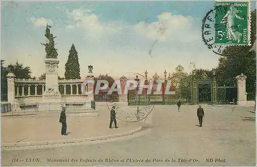 Cartes postales Lyon Monument des Enfants de Rhone et l'Entree du Parc de la Tete d'Or