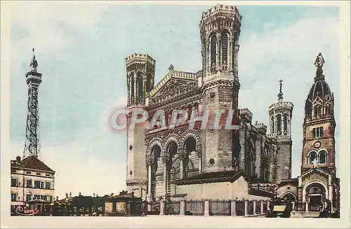 Cartes postales Lyon (Rhone) La Basilique de Fourviere La Tour metallique (376 metres au dessus de la Mer) L'Anc