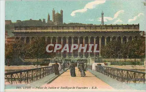 Cartes postales Lyon Palais de Justice et Basilique de Fourviere