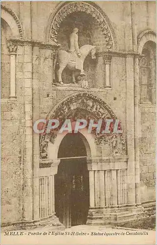 Ansichtskarte AK Melle Porche de l'Eglise St Hilaire Statue equestre de Constanlin