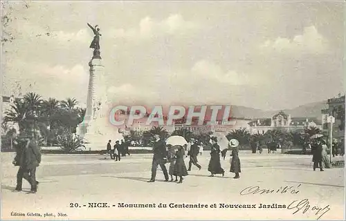 Cartes postales Nice Monument du Centenaire et Nouveaux Jardins