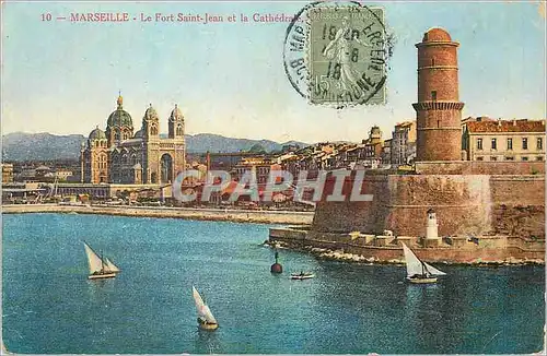 Cartes postales Marseille Le Fort Saint Jean et La Cathedrale