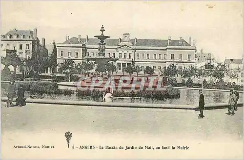 Cartes postales Angers Le Bassin du Jardin du Mail au fond la Mairie
