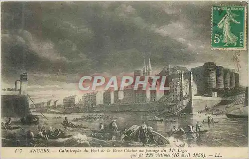Cartes postales Angers Catastrophe du Pont de la Basse Chaine au passage du 11e Leger qui fit 223 victimes (16 a