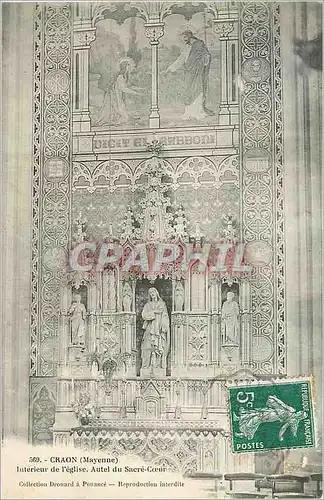 Cartes postales Craon (Mayenne) Interieur de l'eglise Autel de Sacre Coeur