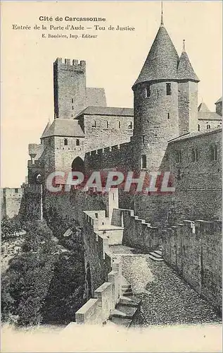 Cartes postales Cite de Carcassonne Entree de la Porte d'Aude Tou de Justice