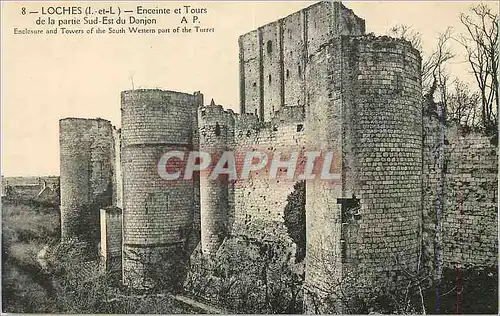 Cartes postales Loches (I et L) Enceinte et Tours de la partie Sud Est du Donjon