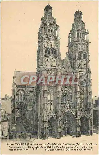 Cartes postales Tours (I et L) La Cathedrale St Gatien (XIIe et XVIe s) Fut Commencee en 1170 et achevee en 1547