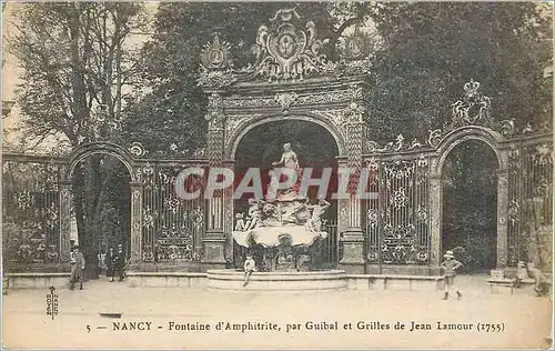 Cartes postales Nancy Fontaine d'Amphitrite par Guibal et Grilles de Jean Lamour (1755)