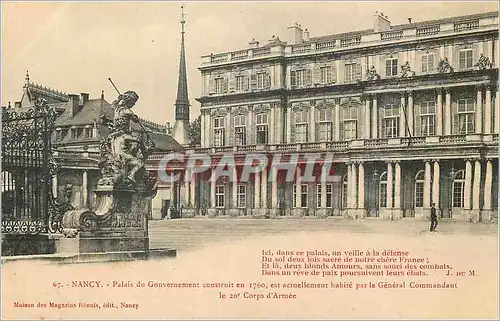 Cartes postales Nancy Palais du Gouvernement construit en 1760 est actuellement habite par le General Commandant