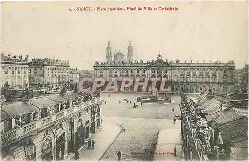 Cartes postales Nancy Place Stanislas Hotel de la Ville et Cathedrale