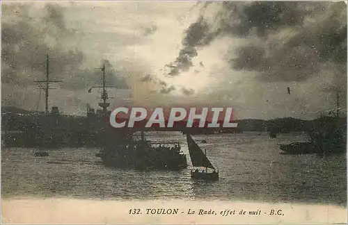 Cartes postales Toulon La Rade Effet de nuit Bateau