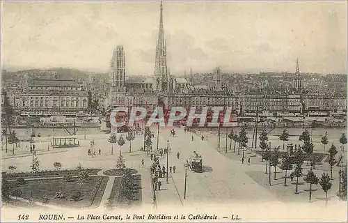 Cartes postales Rouen La Place Carnot Le Pont Boieldieu et la Cathedrale