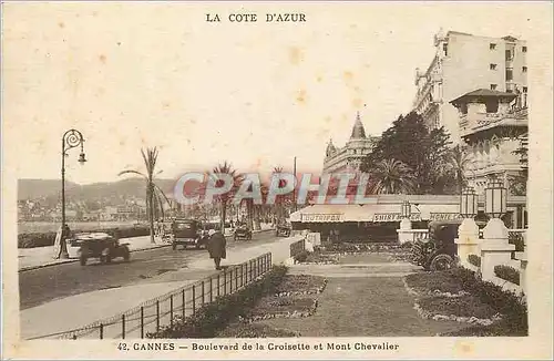 Cartes postales Cannes Boulevard de la Croisette et Mont Chevalier La Cote d'Azur