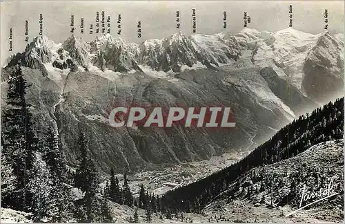 Cartes postales moderne Chamonix (Haute Savoie) Panorama de la Chaine des Aiguilles et du Mont Blanc vu depuis chemin de